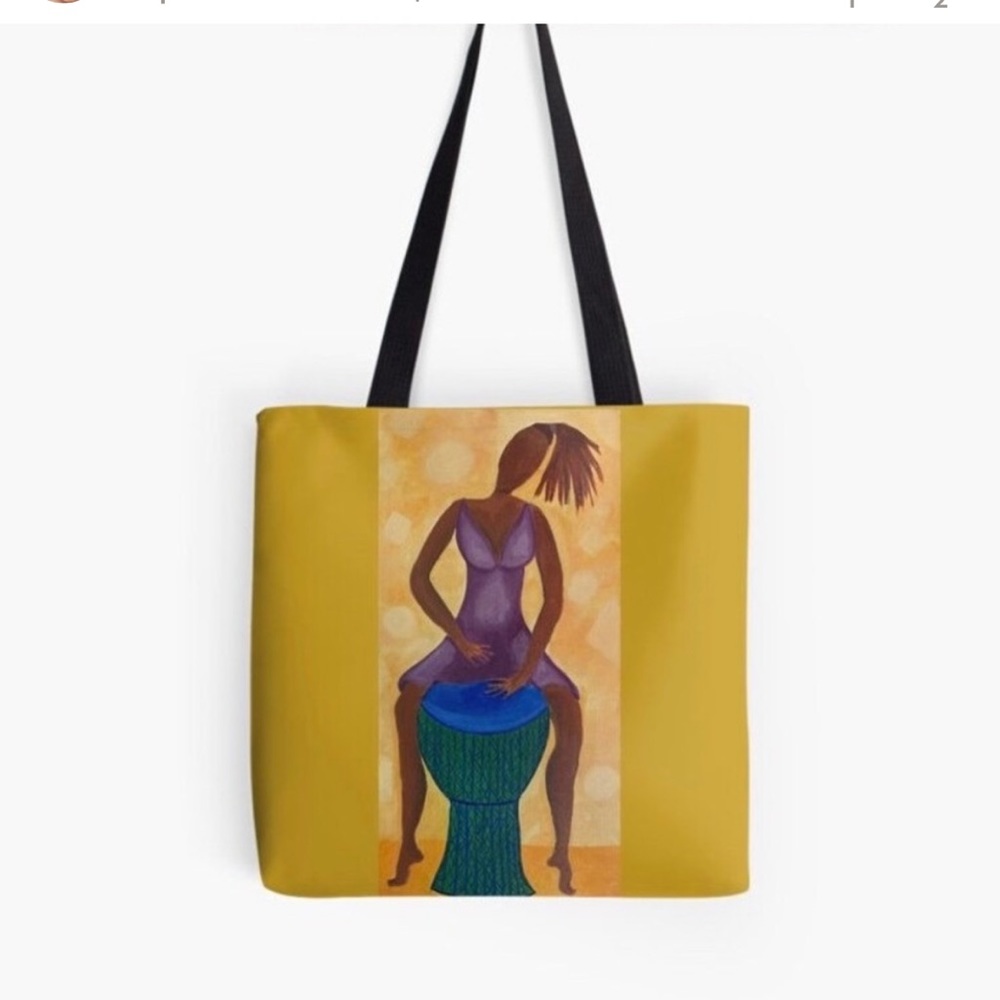 Art tote bag with oil painting of a dancer printed onto canvas tote